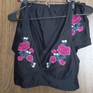 Floral embroidery swimsuit